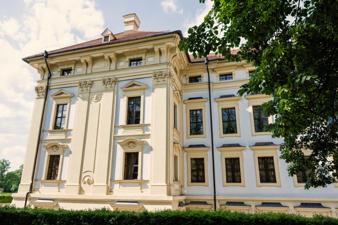 Slavkov castle also known as austerlitz castle is baroque palace slavkov u brna czech republic